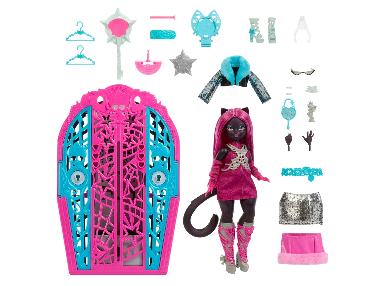 Monster High Segreti da brivido Catty Noir bambola con abiti guardaroba e accessori glamour a sorpresa
