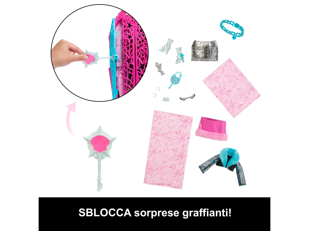 Monster High Segreti da brivido Catty Noir bambola con abiti guardaroba e accessori glamour a sorpresa