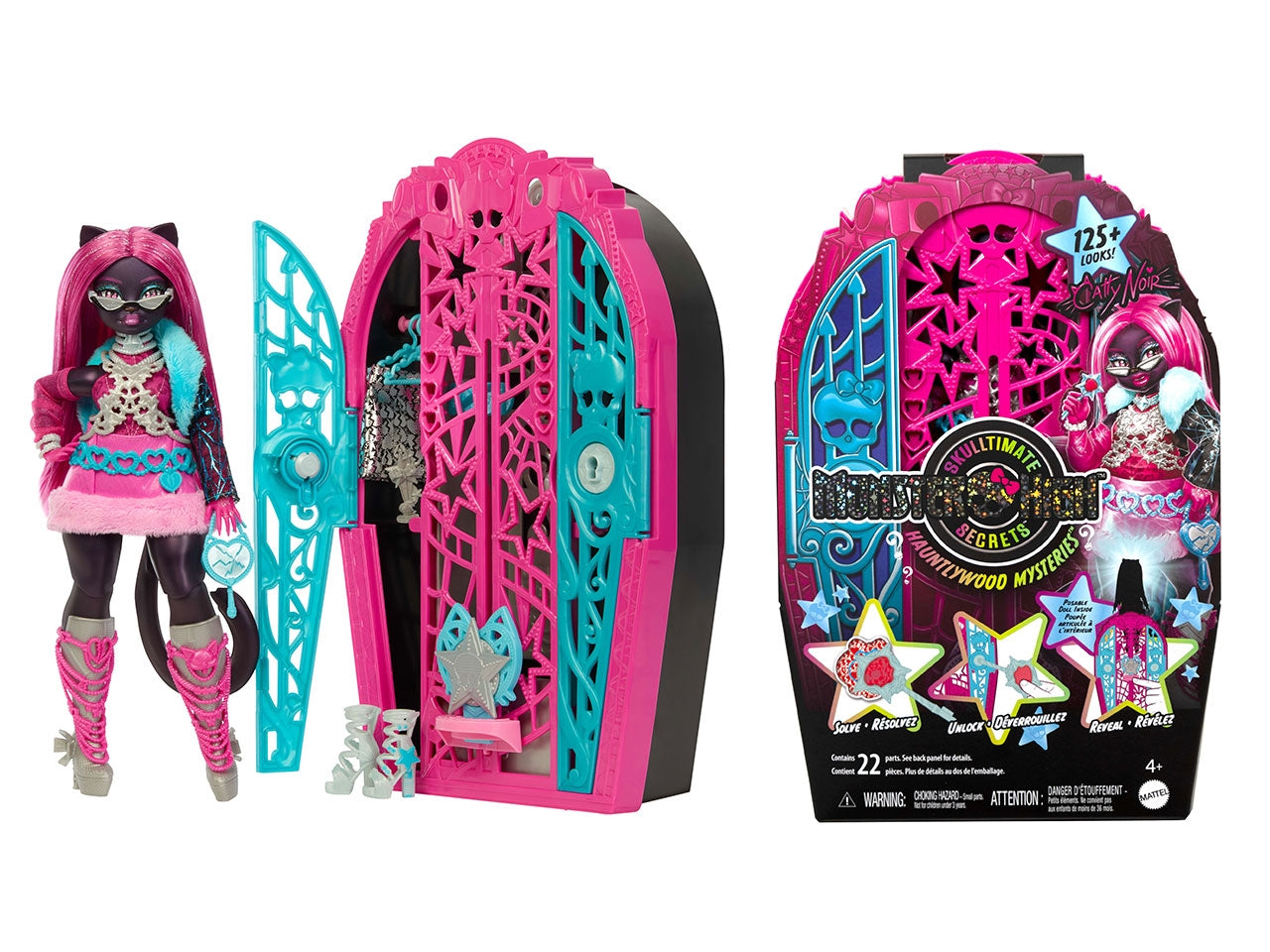 Monster High Segreti da brivido Catty Noir bambola con abiti guardaroba e accessori glamour a sorpresa