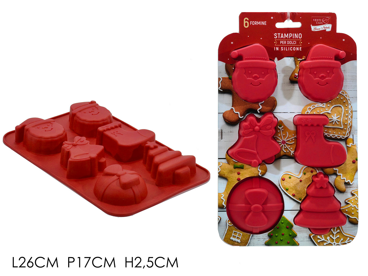Stampo dolci in silicone con 6 formine assortite 17x26cm