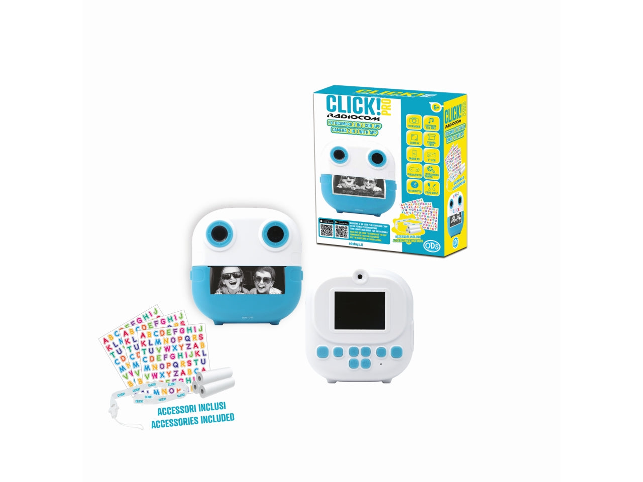 Radiocom click! 4 pro fotocamera 2 in 1 per bambini con app