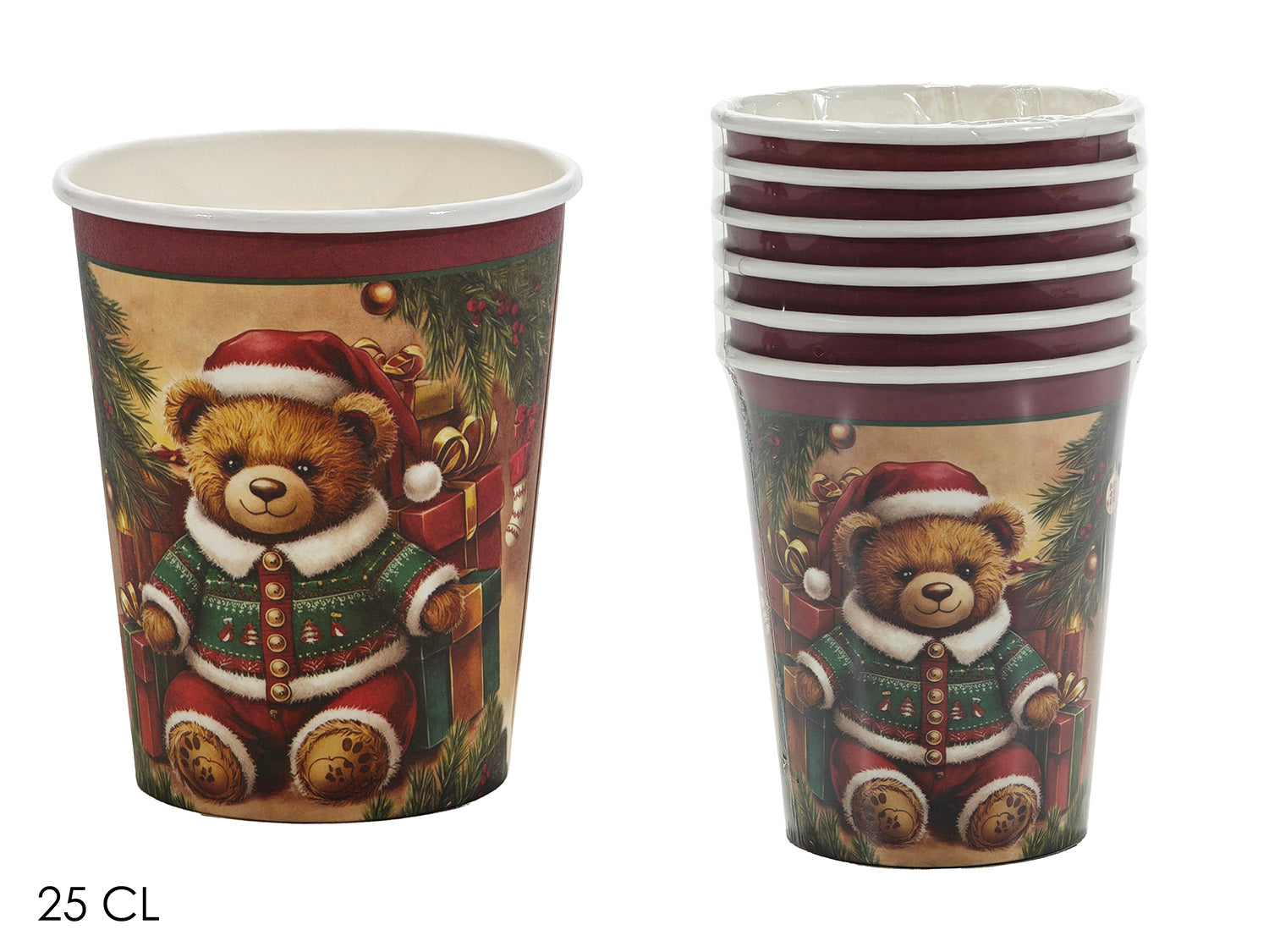 Bicchieri con orso natalizio in confezione da 6 pezzi 25cl