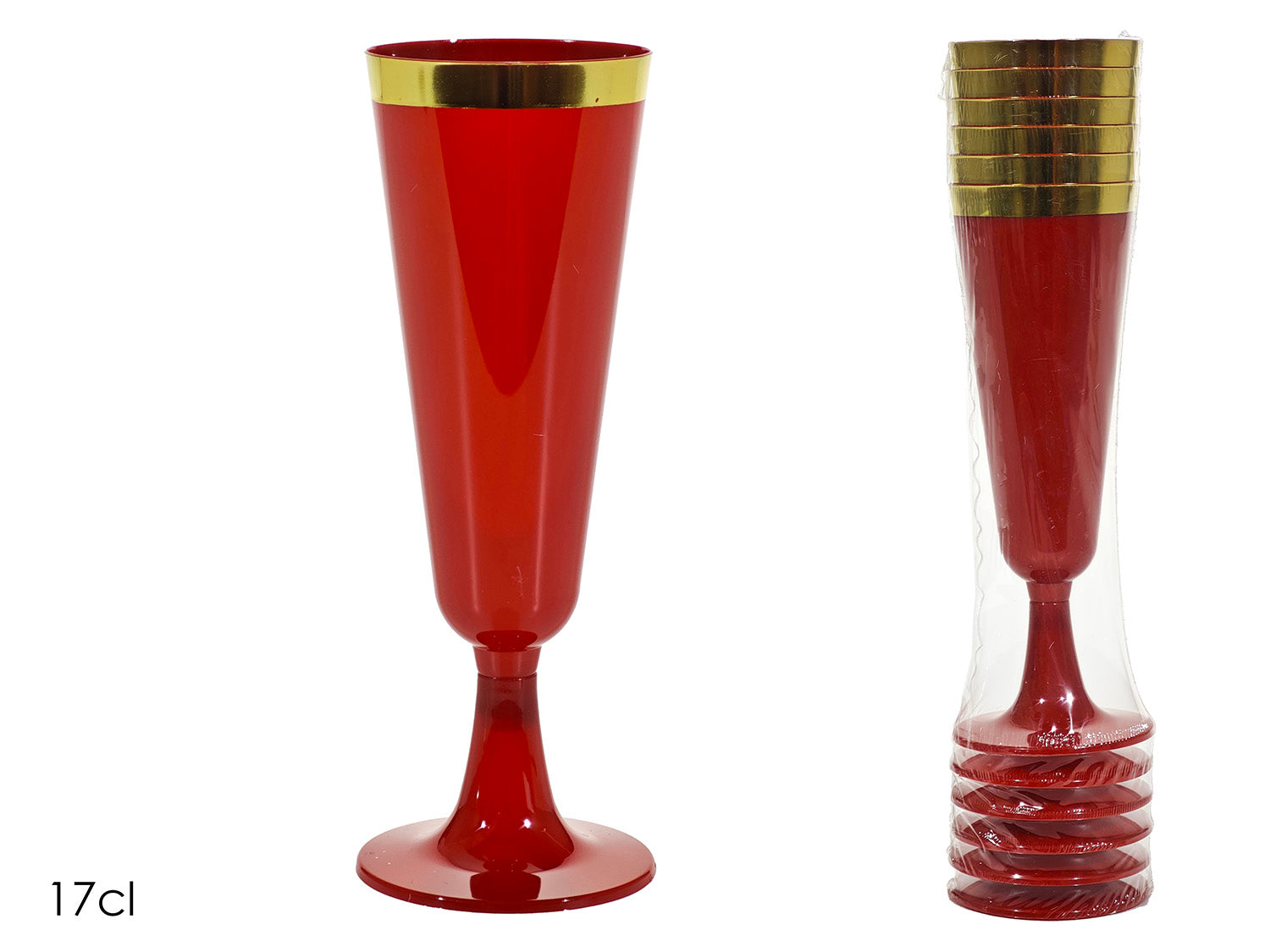 Calici 17cl rosso con bordo oro in confezione da 6 pezzi
