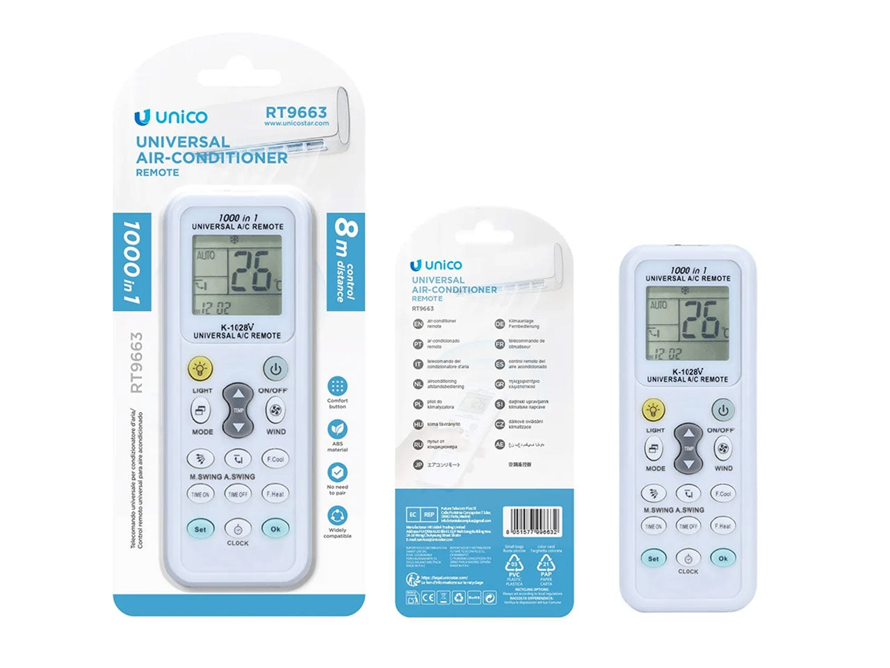 Telecomando Universale Condizionatore (UNICO,RT9663,Bianco)