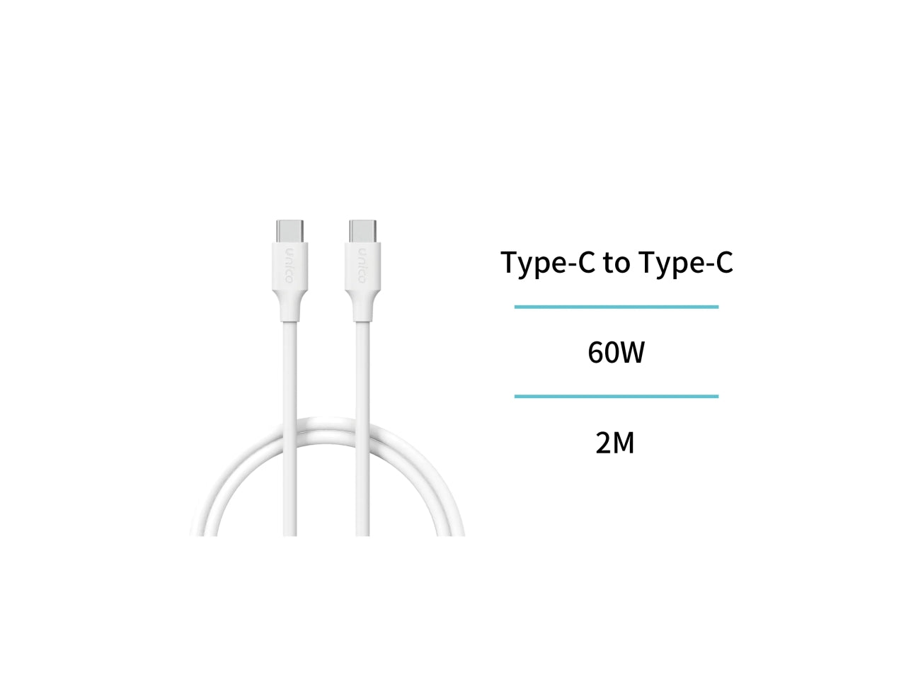 Cavo C-C 60W 2M TPE CE (02UNICO,CB2690,Bianco)