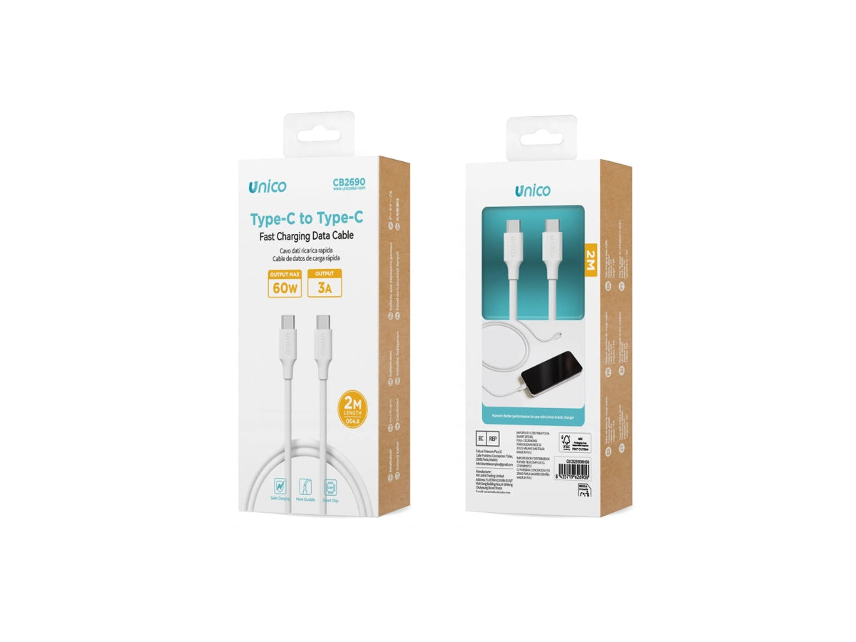 Cavo C-C 60W 2M TPE CE bianco