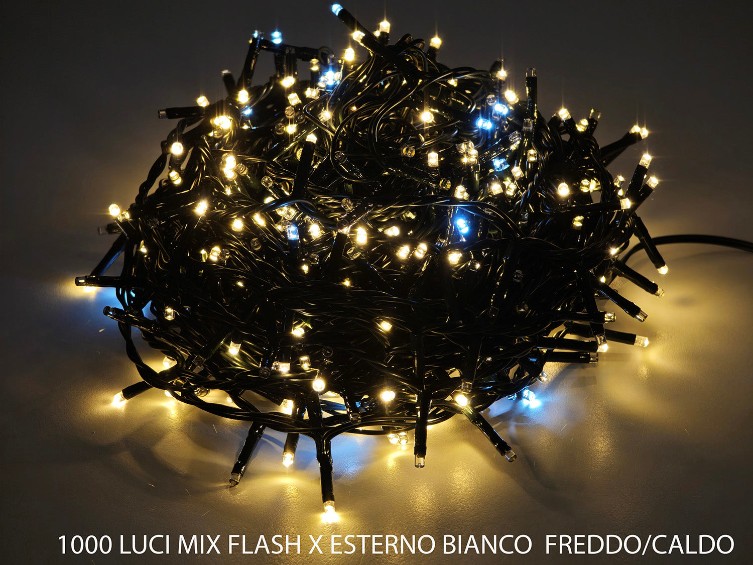 Catena1000 luci mix full flash bianco freddo e bianco caldo per uso esterno