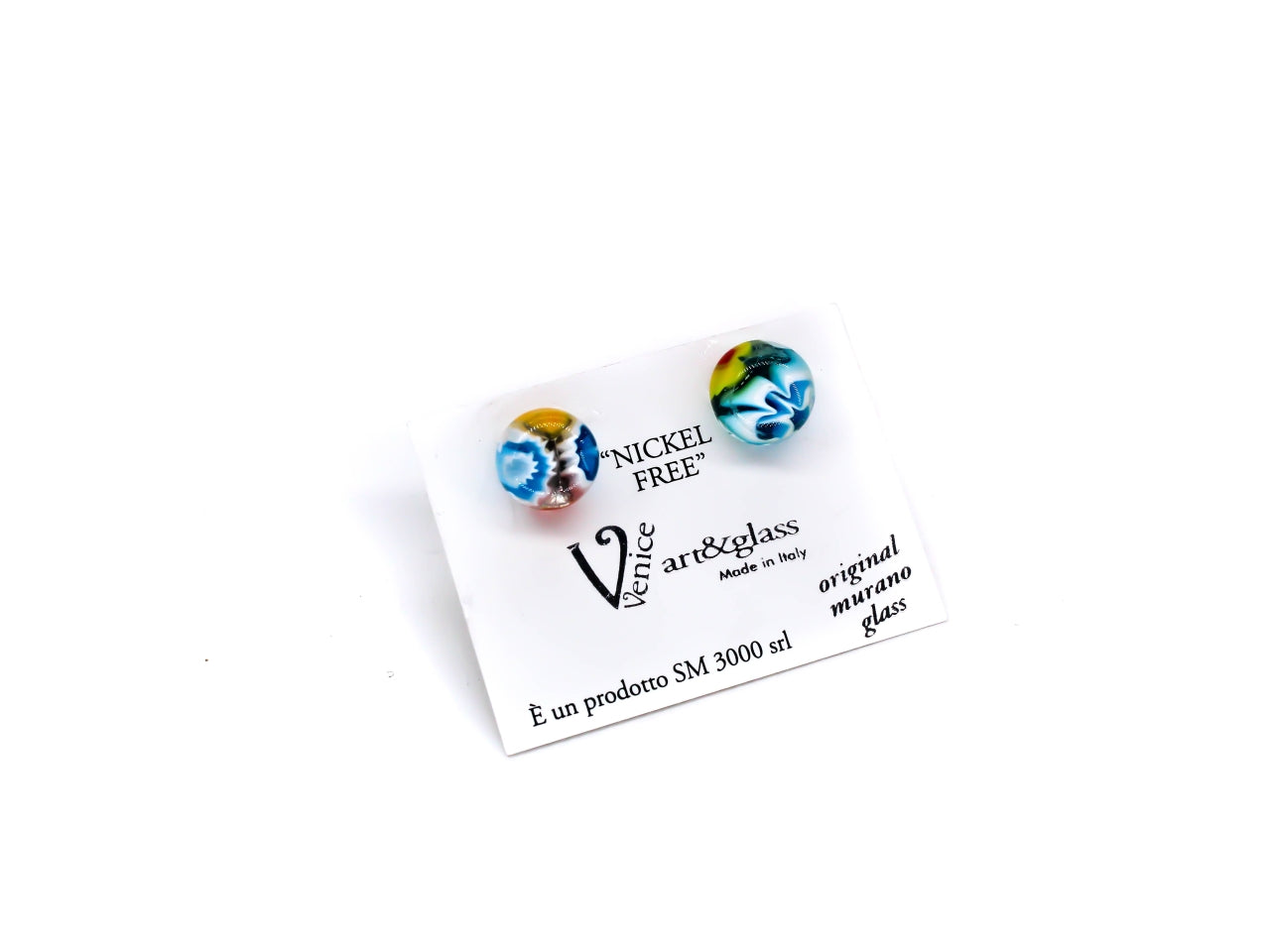 Orecchini fiordaliso tondi D.0.8 mm in vetro di murano
