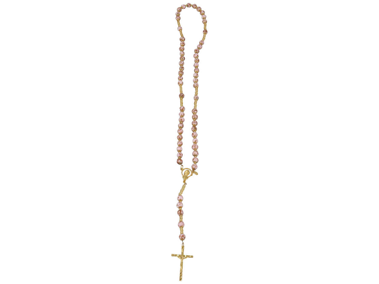 Rosario perle D.8 mm sommerso avventurina di colore oro rosa