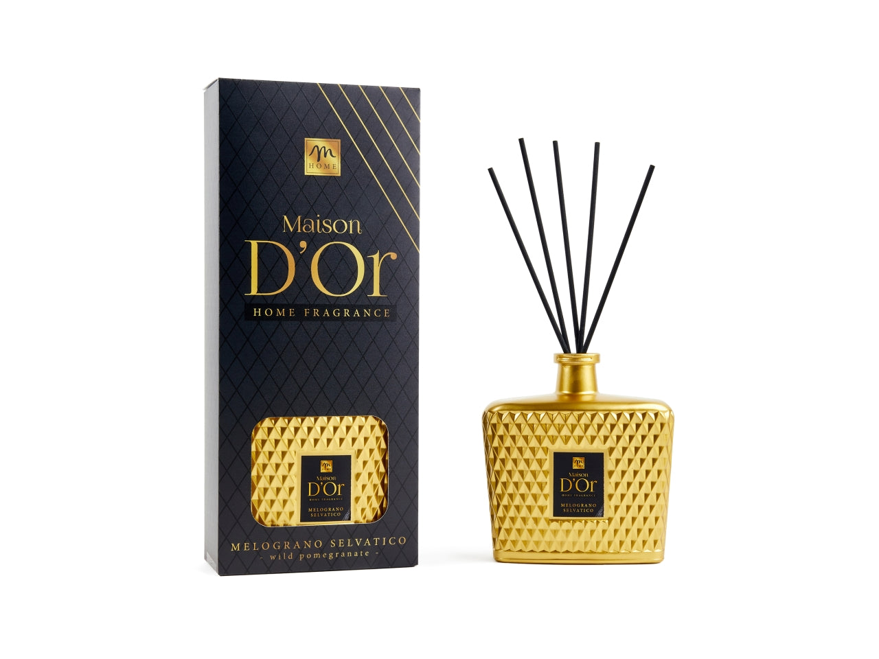 Diffusore con bacchette con bottiglia diamante 700 ml melograno selvatico