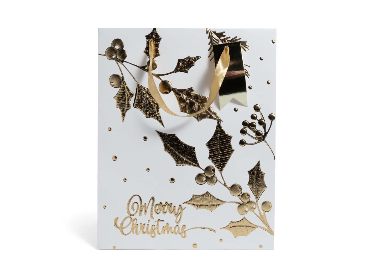 Busta in carta laminata bianco/oro 18x10xh.23cm