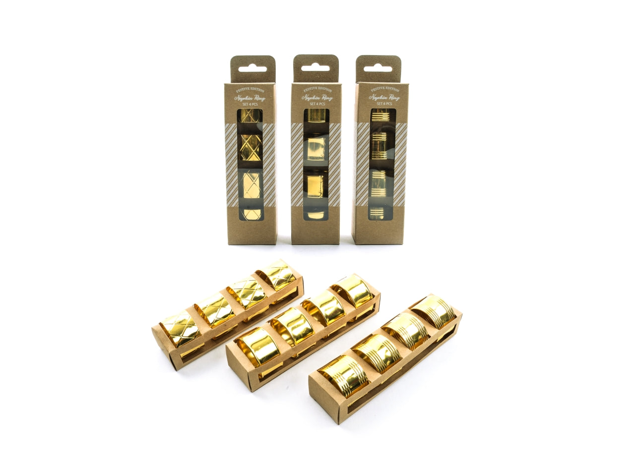 Portatovaglioli in metallo dorati 4,5xh.2,5cm set 4 pezzi assortiti