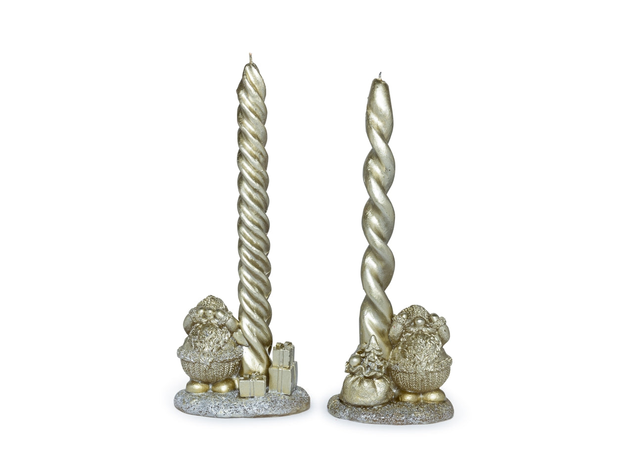 Candela stelo torciglione dorata 24,5cm assortiti