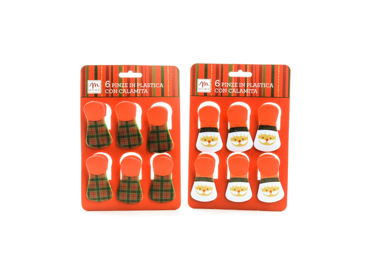 Set 6 pinze con calamita 4x7cm modelli assortiti