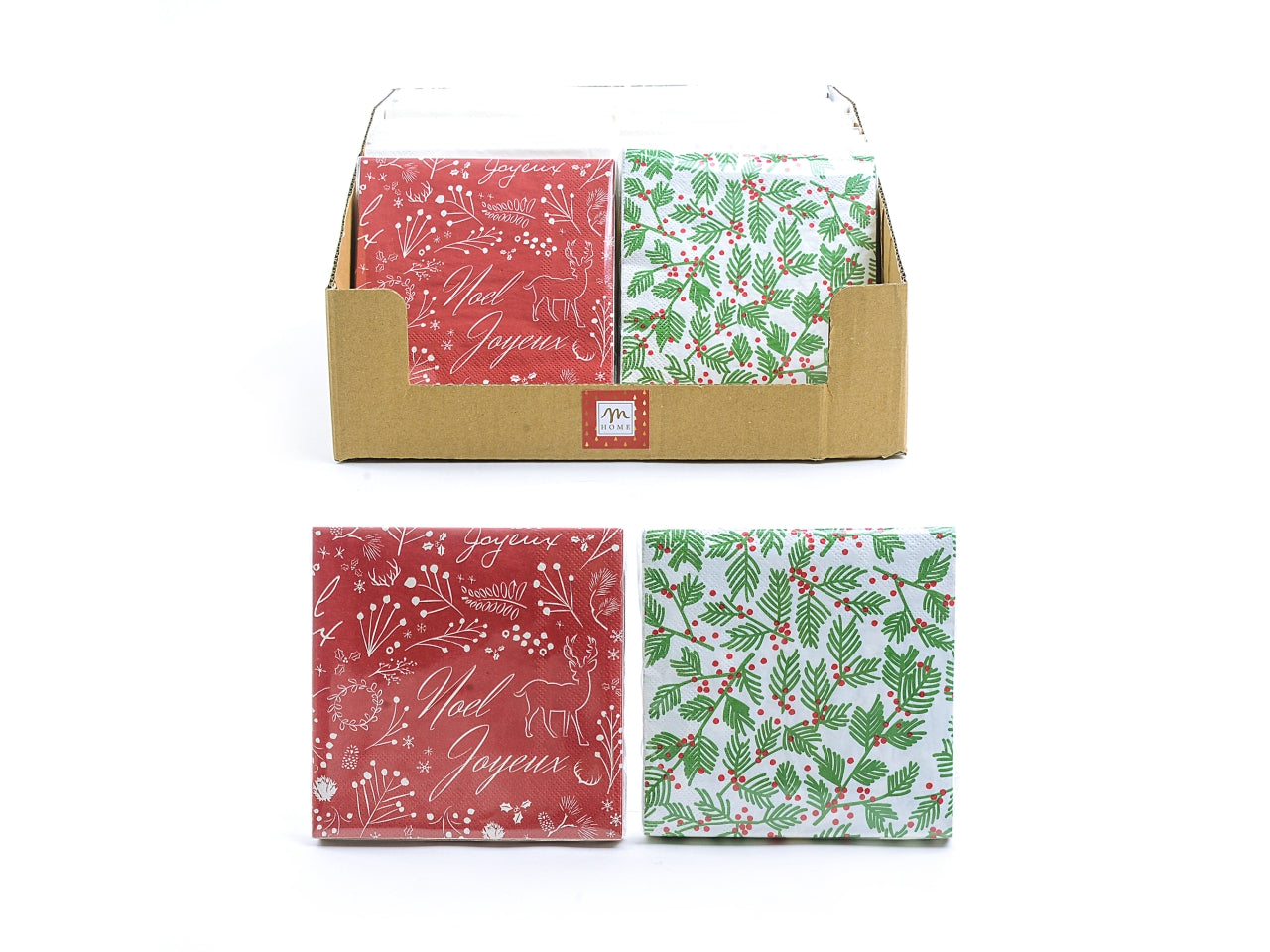 Tovaglioli natalizi in carta 25x25 confezione 20 pezzi, fantasie assortite