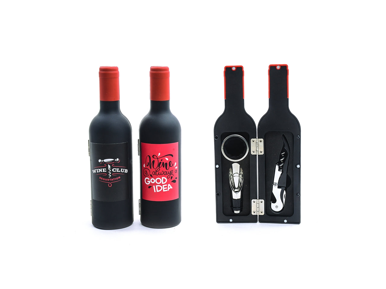 Set sommelier 3 accessori in cofanetto bottiglia 23cm assortiti