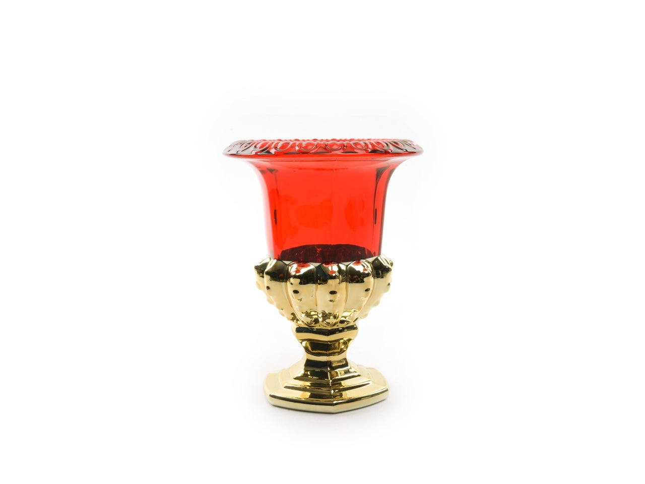 Coppa in vetro oro e rosso 16xh.19cm