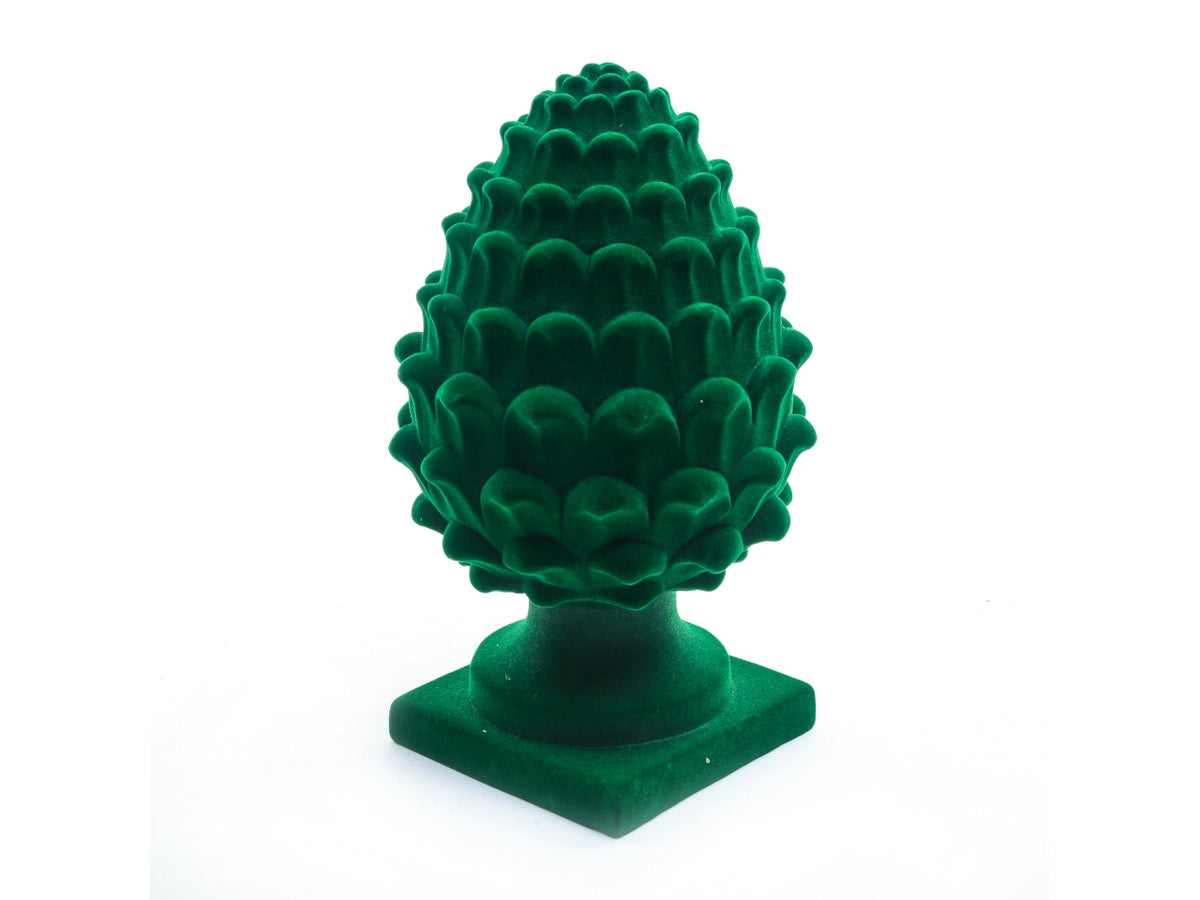 Pigna da appoggio in poliresina floccata verde 13x13xh.23cm