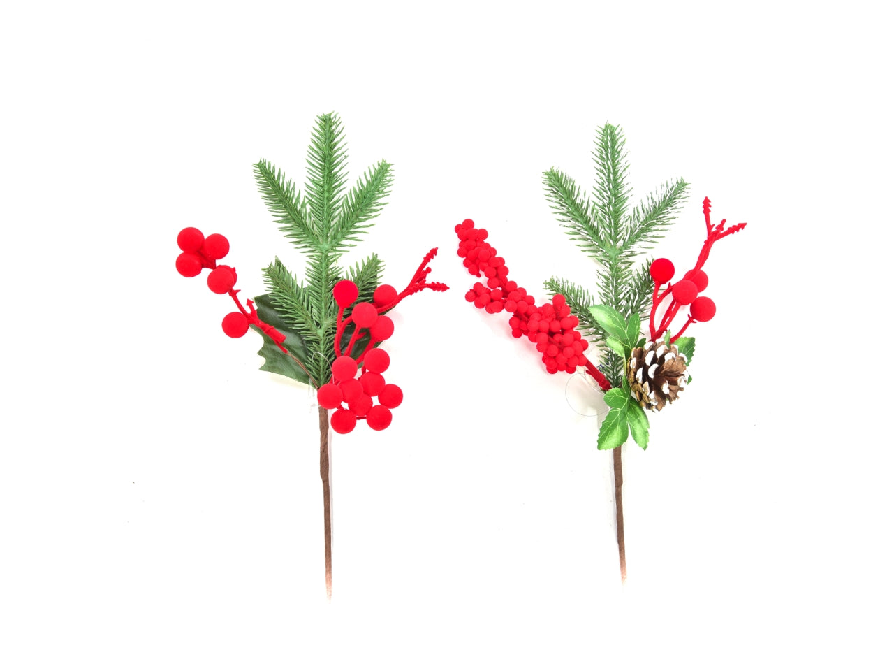 Pick bacche floccate rosse 31cm assortite