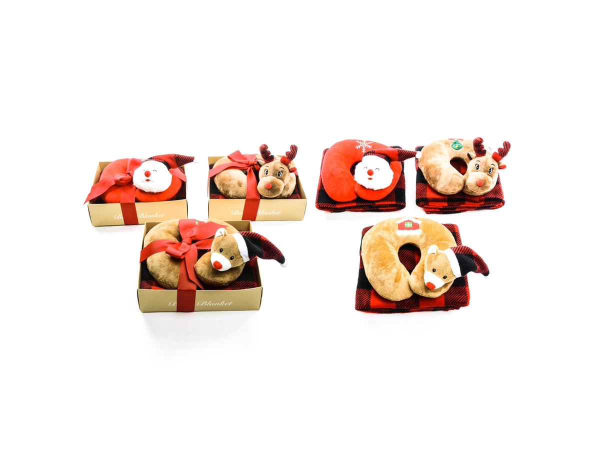 Coperta 90x75cm con cuscino da viaggio personaggi assortiti