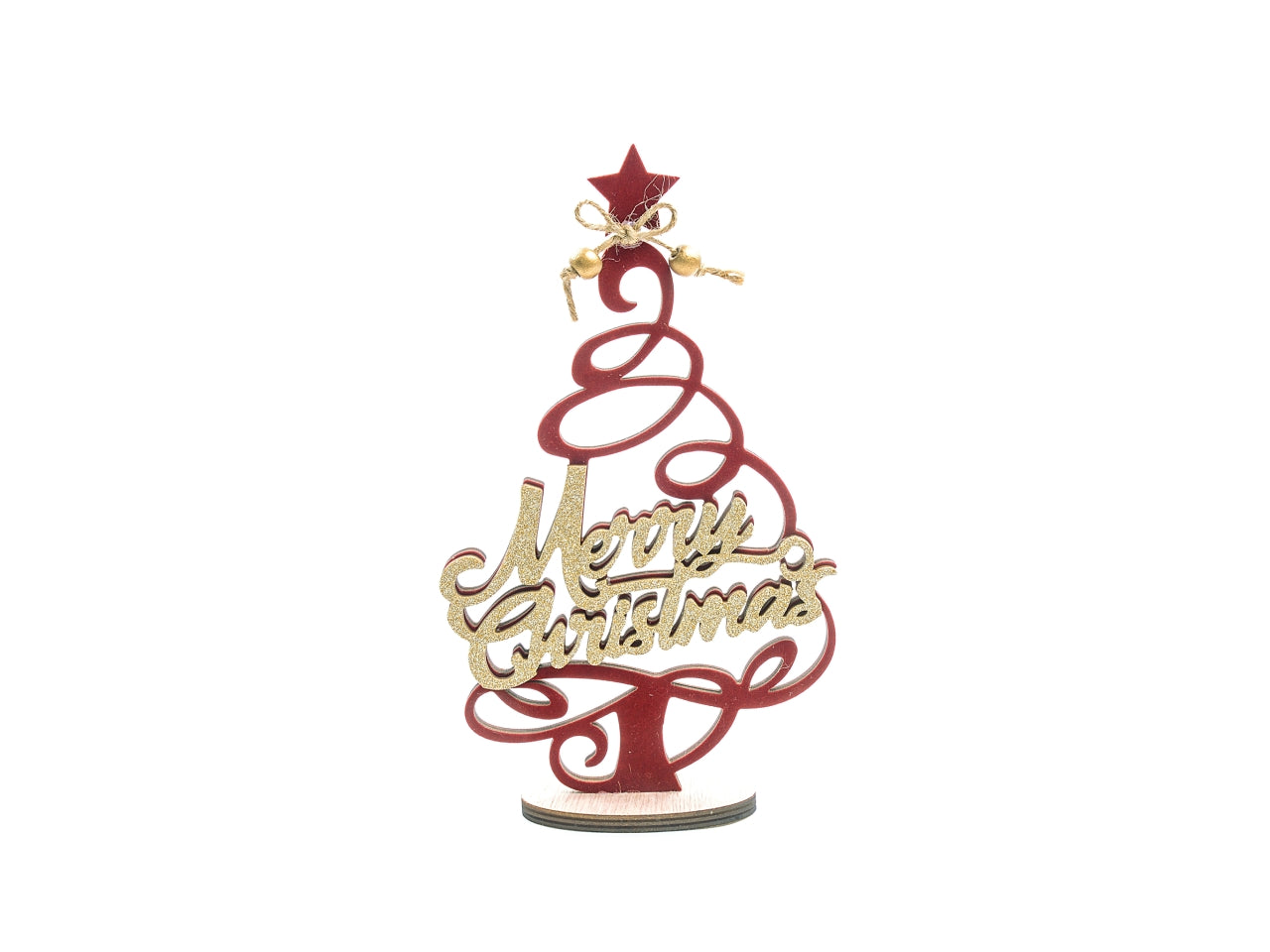 Albero di natale in legno con scritta 13,5x4xh.23cm