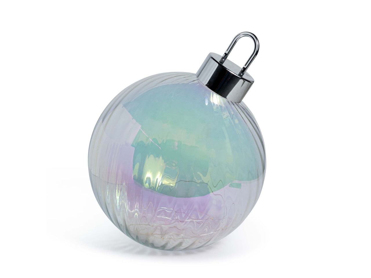 Palla 30cm in vetro trasparente con luci a batteria