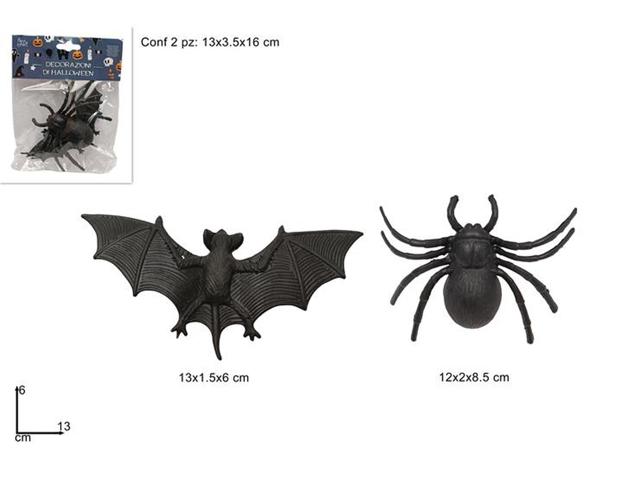 Pipistrello con ragno 13cm 2 pezzi