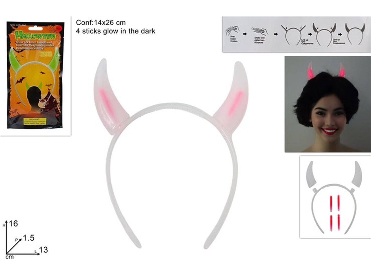 Cerchietto corna luminose rosse