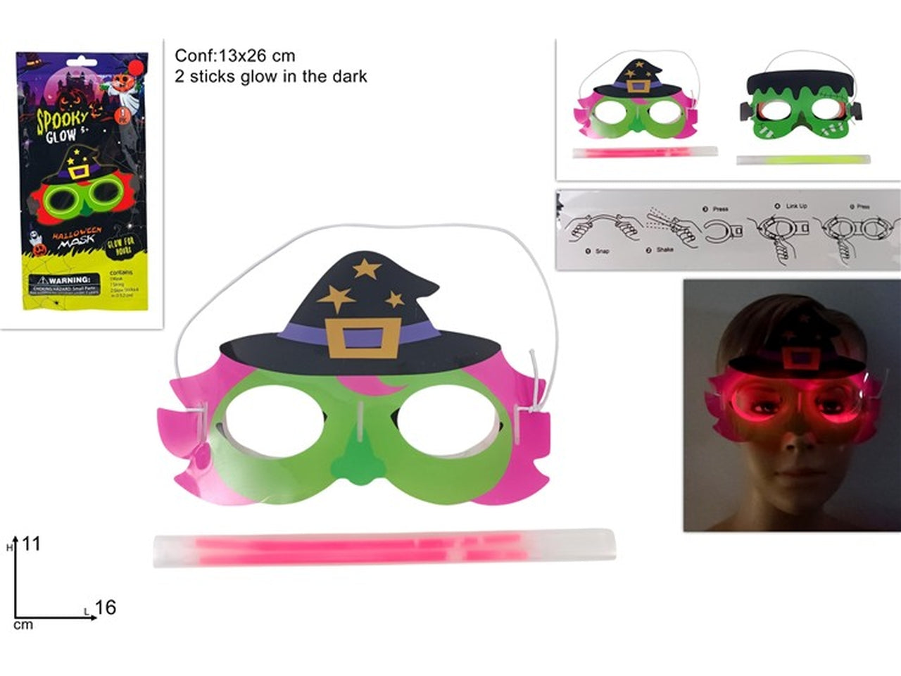 Maschera luminosa halloween assortite