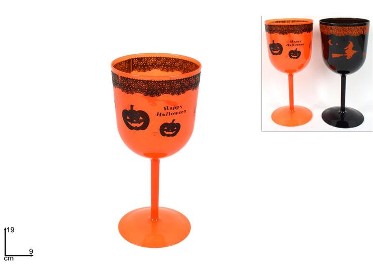Calice tondo happy halloween 19cm assortiti