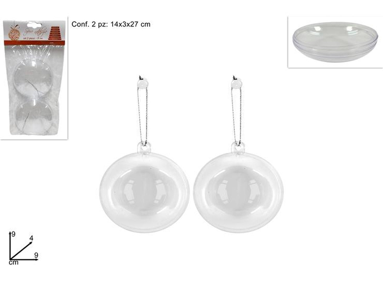 Medaglione plastica trasparenti 9cm in confezione da 2 pezzi