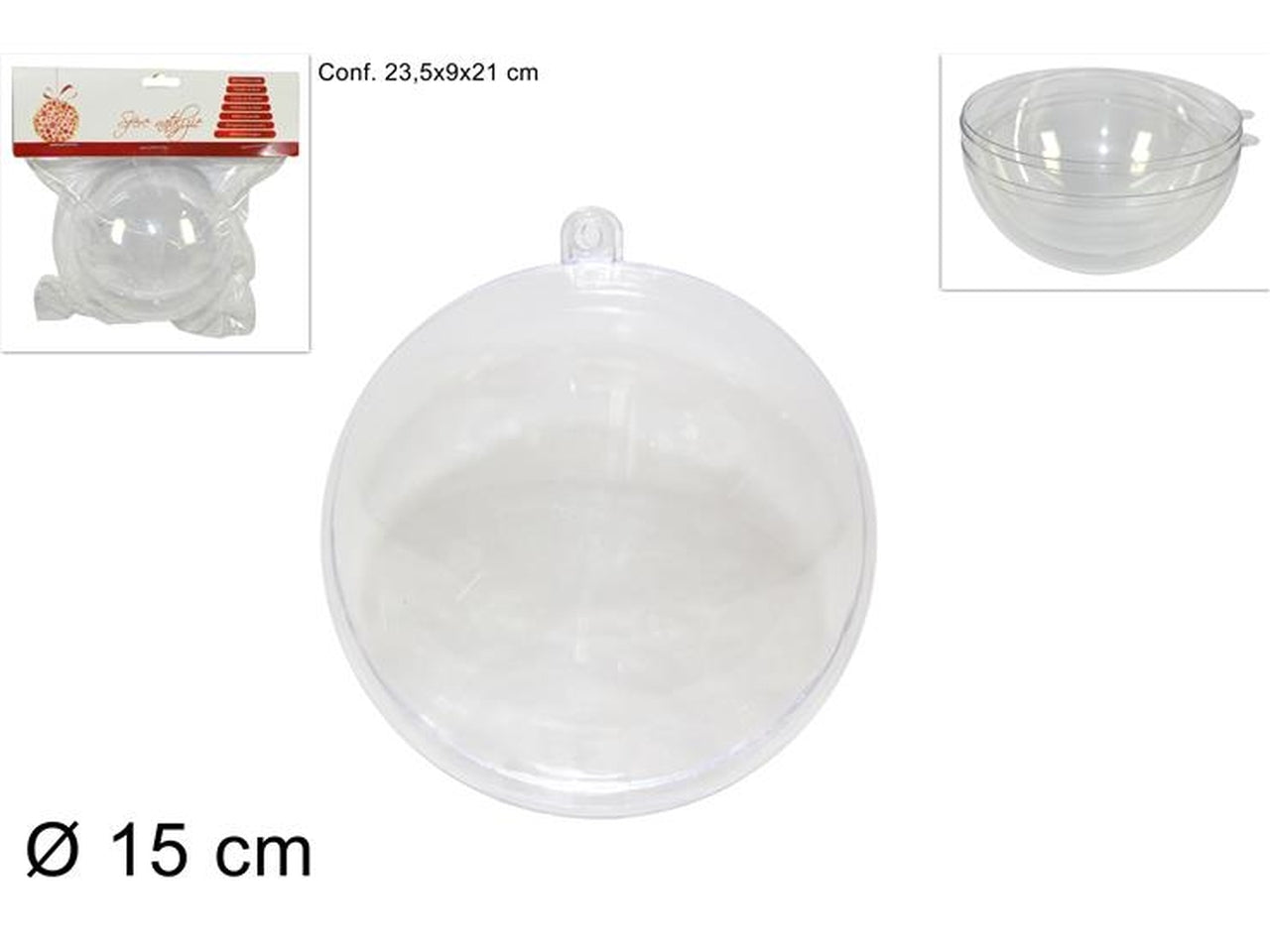Sfera plastica trasparente 15cm