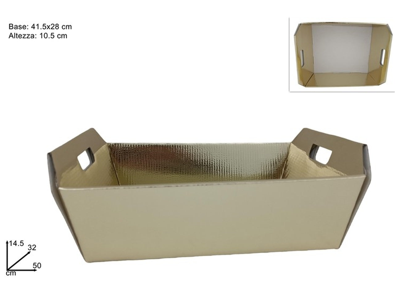 Cesta in cartone misura grande oro 41,5x28cm