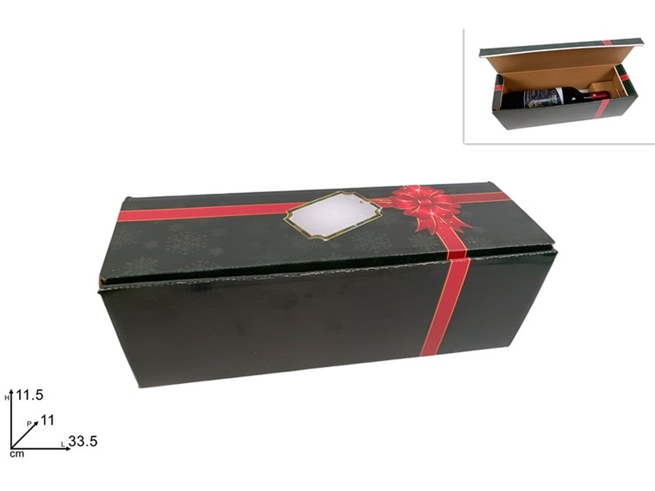 Scatola portabottiglia 1 posto con decoro pacco regalo