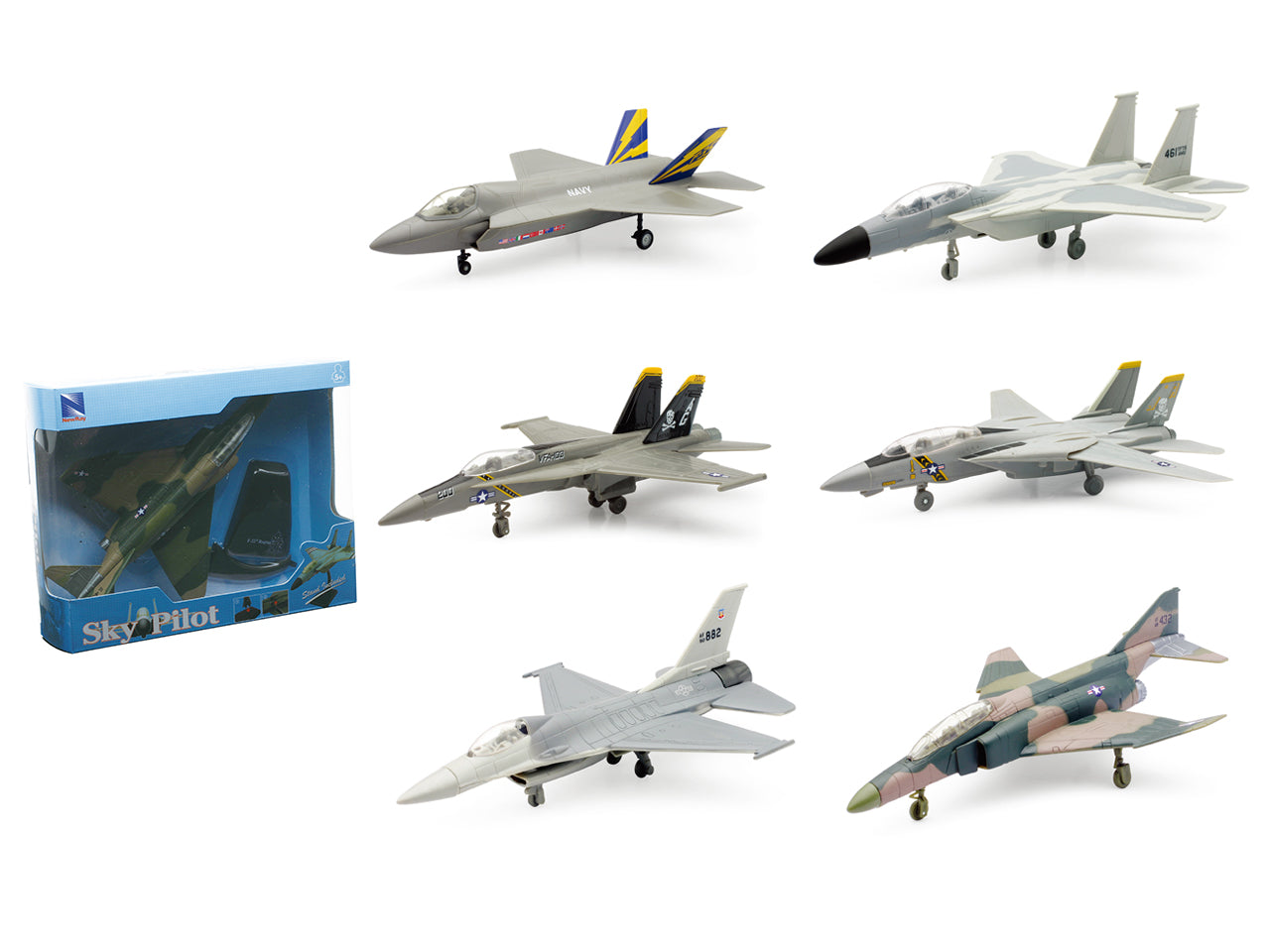 Aereo skypilot fighter with stand 1:72 in 6 assortimenti