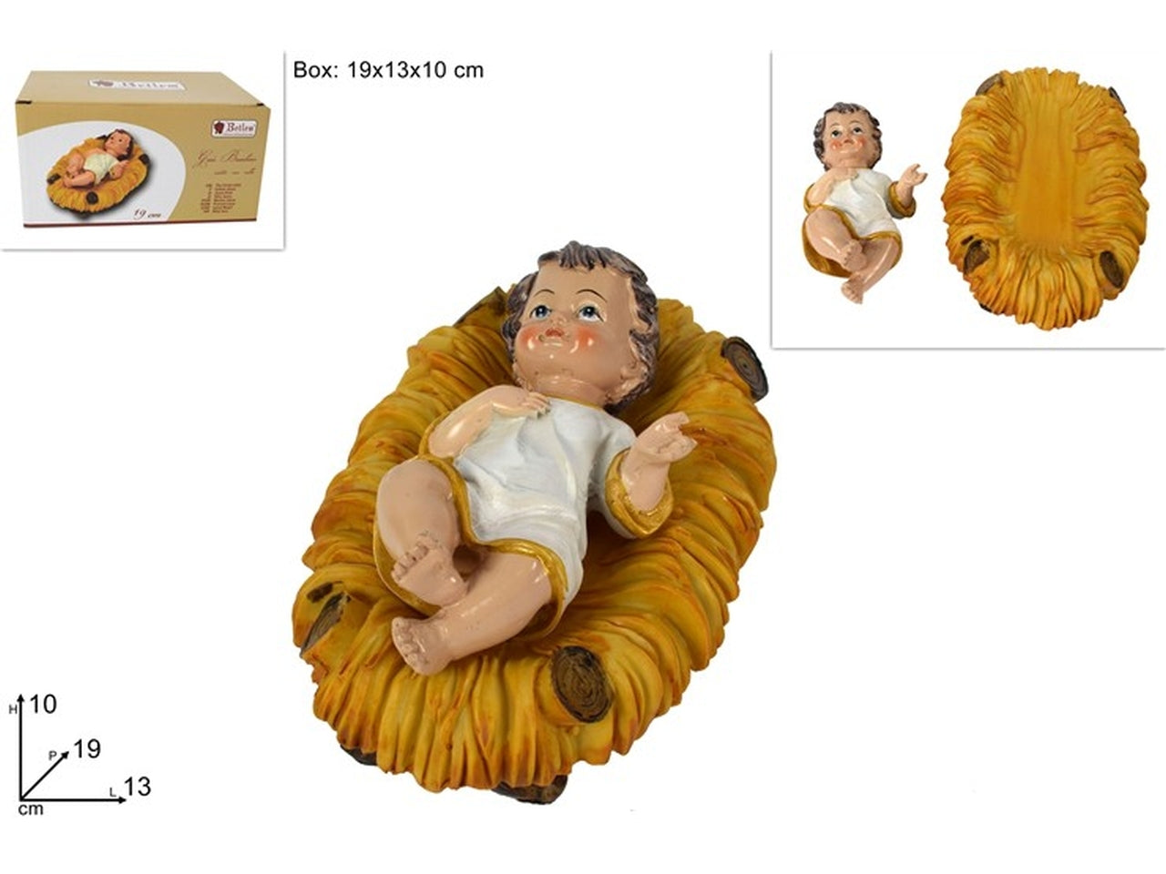 Gesù bambino 19cm vestito con culla
