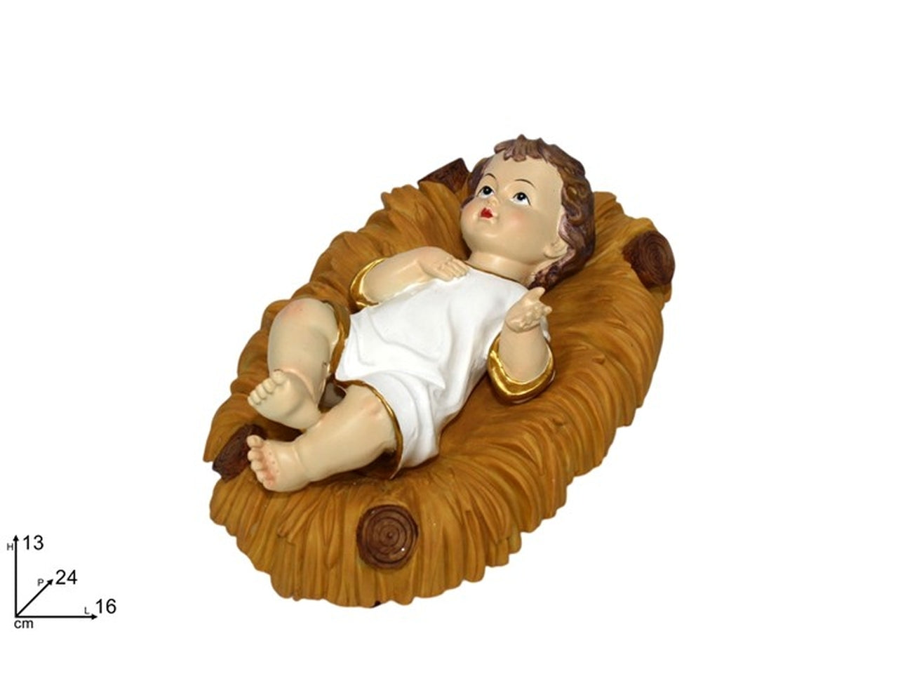 Gesù bambino 24cm vestito con culla