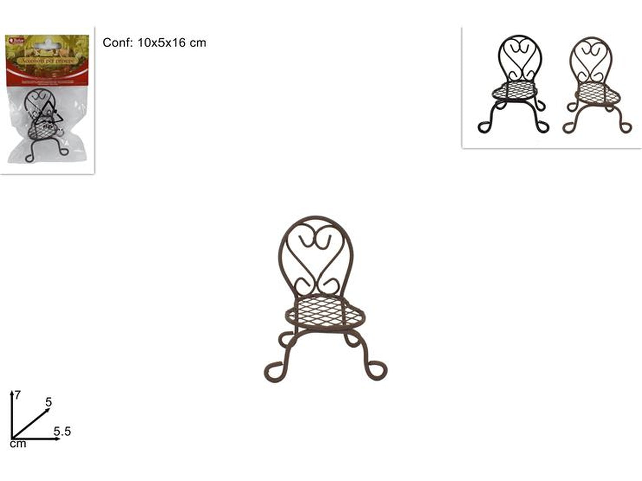 Sedia tonda metallo 5,5x5xh.7cm, 2 colori