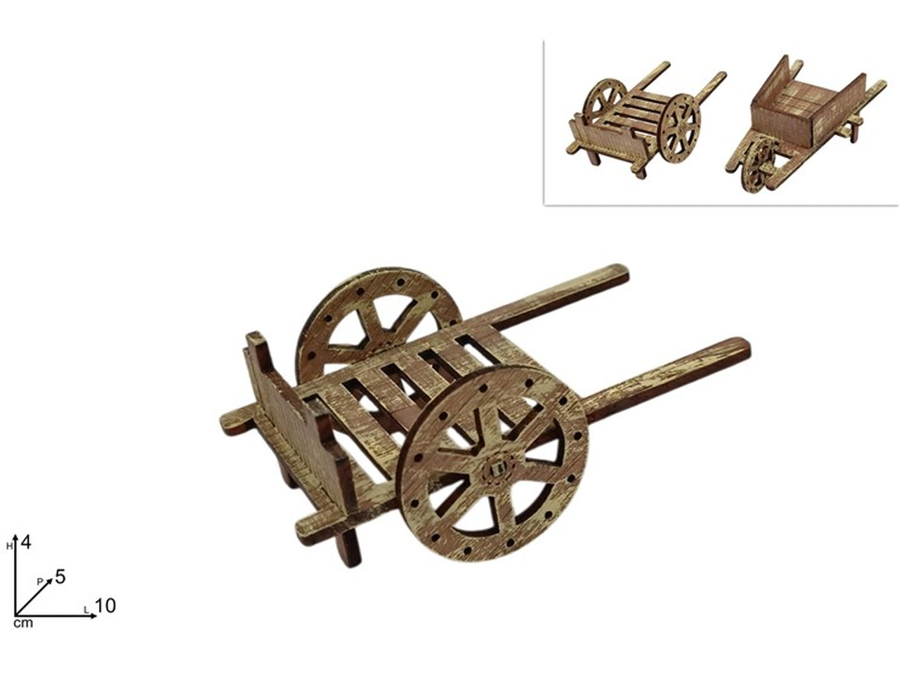 Cariola in legno 10x4cm in 2 assortimenti