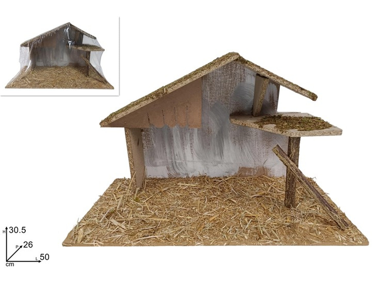 Capanna con paglia e muschio 50x26xh.30,5cm