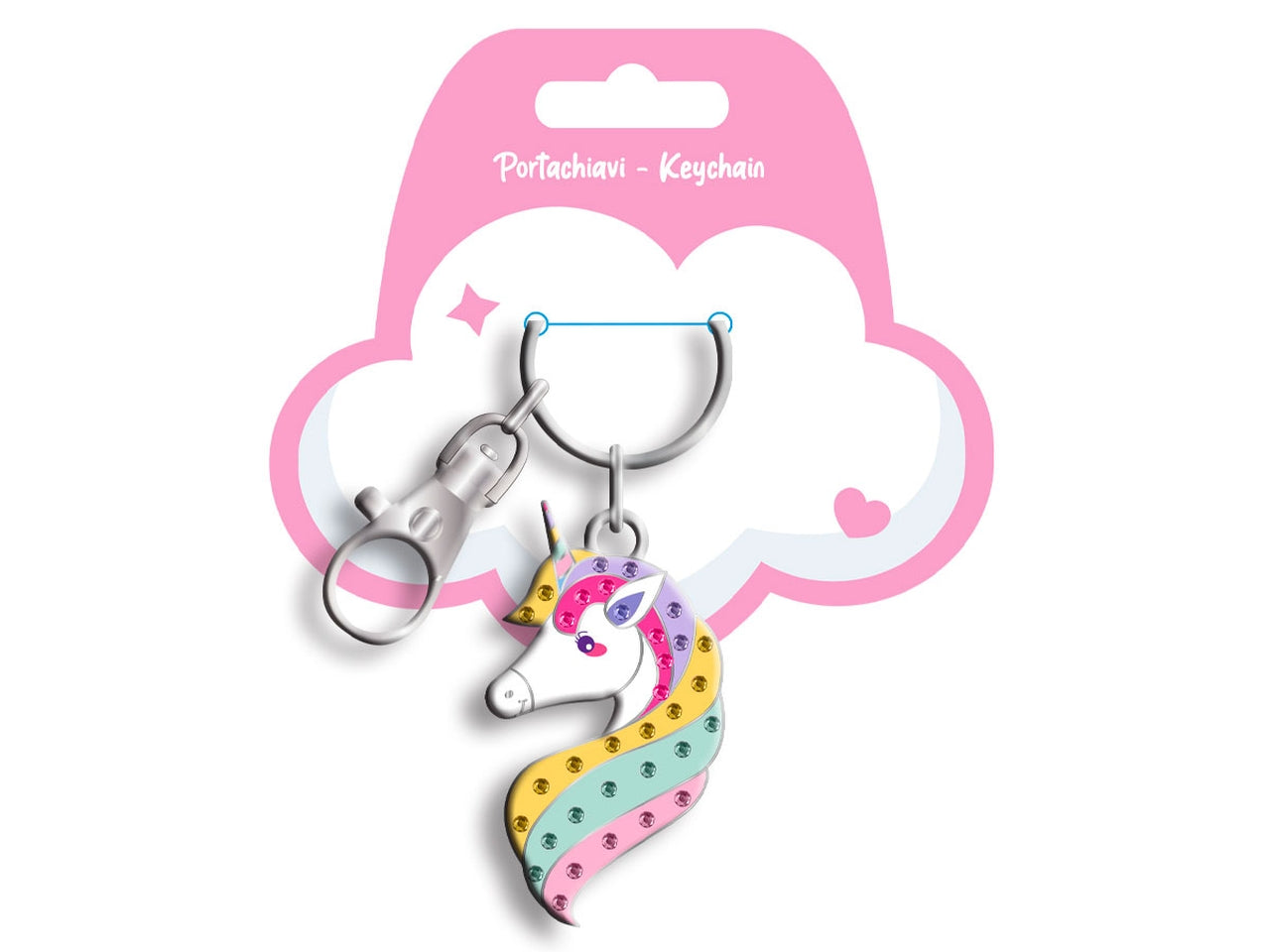 Unicorno portachiavi con strass