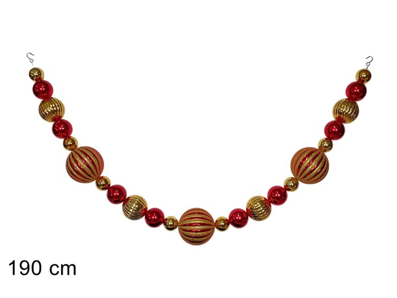 Ghirlanda 23 palline 190cm rosso e oro