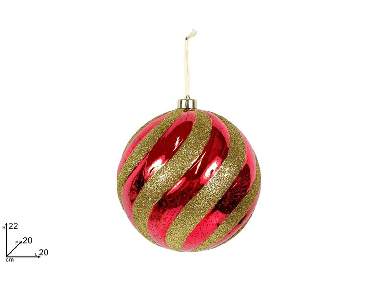 Palla 20cm rosso lucido e oro glitter