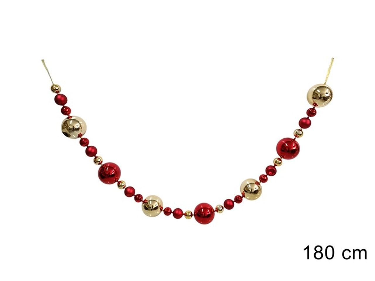 Ghirlanda palline 180cm rosso e oro lucido