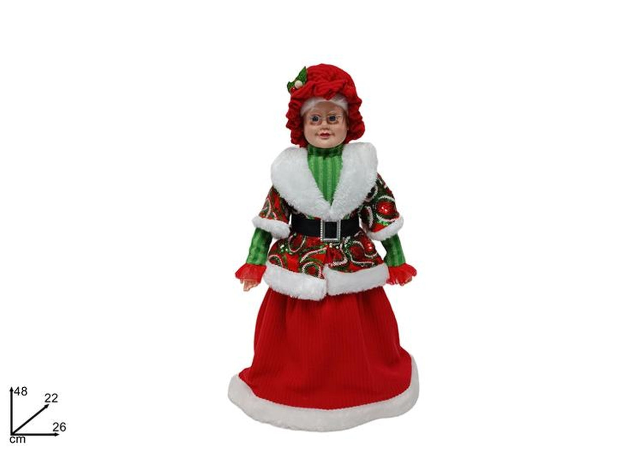 Mamma natale 48cm con abito rosso e verde