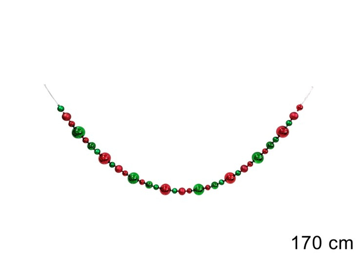 Ghirlanda con palline 170cm rosso e verde