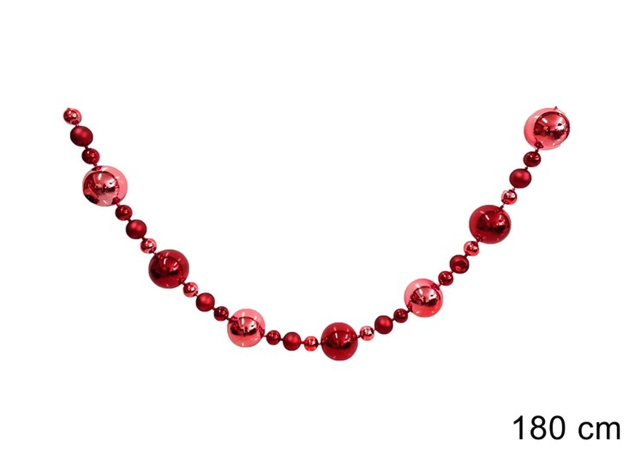 Ghirlanda con palline 180cm rossa