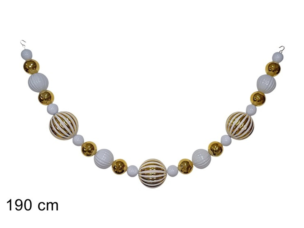 Ghirlanda 23 palline 190cm oro e bianco