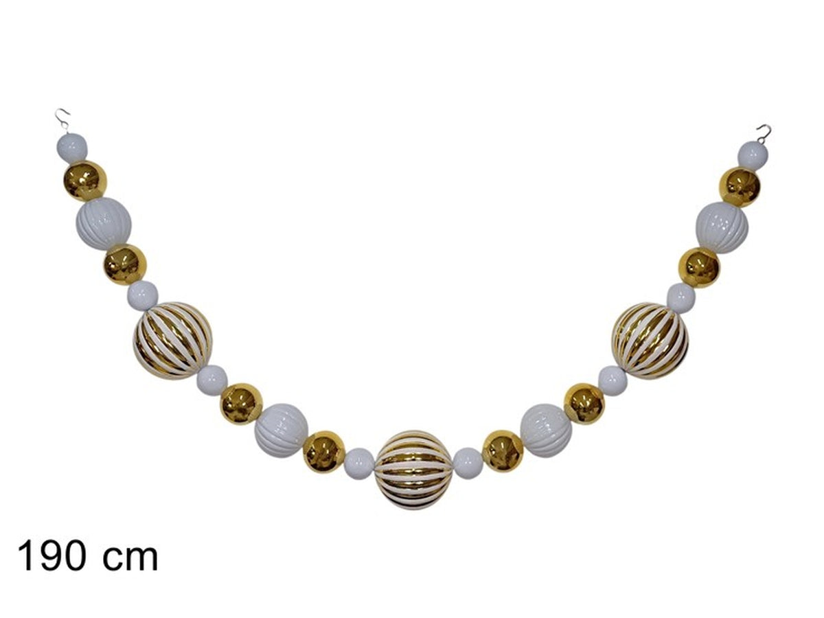 Ghirlanda 23 palline 190cm oro e bianco