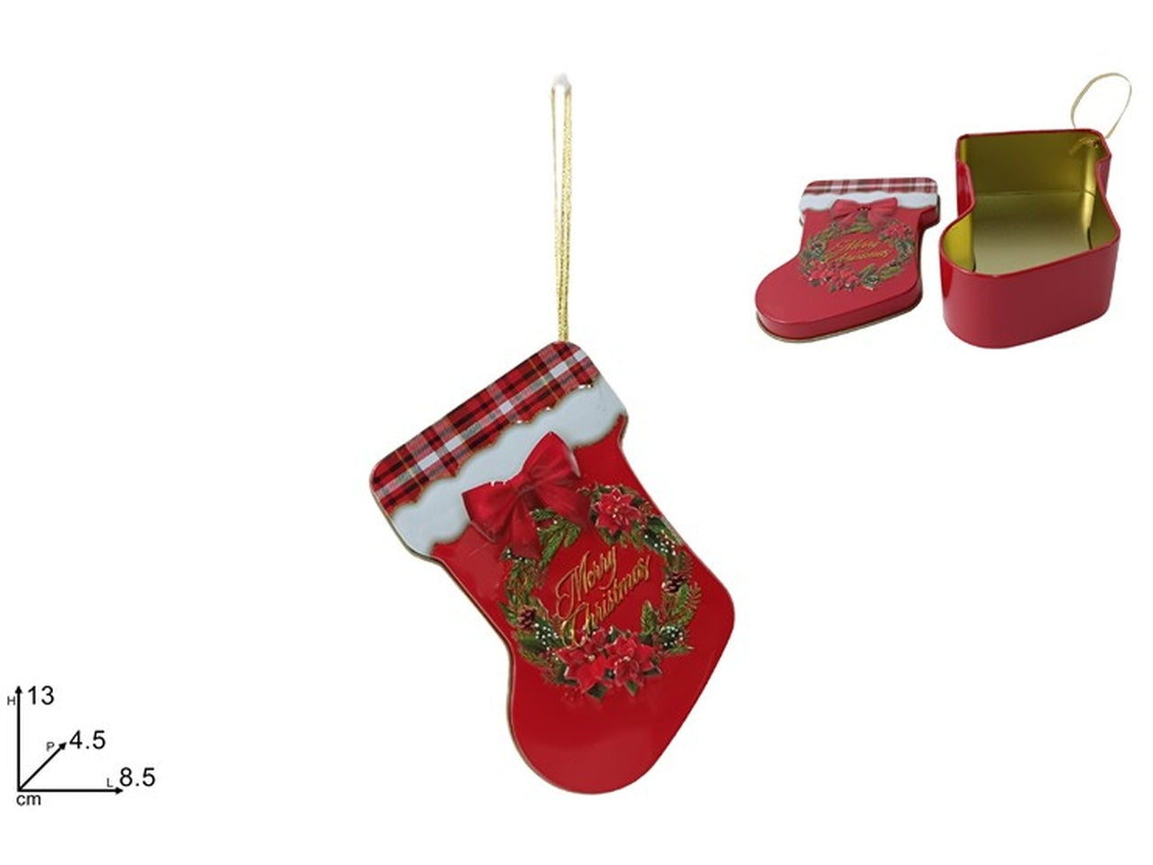 Scatola calza in latta 8,5xh.13cm rossa